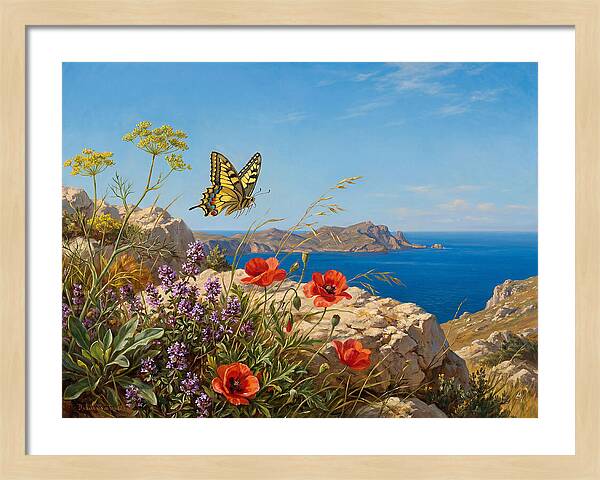 Swallowtail Butterfly Over Coastal Landscape