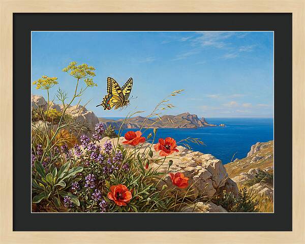 Swallowtail Butterfly Over Coastal Landscape