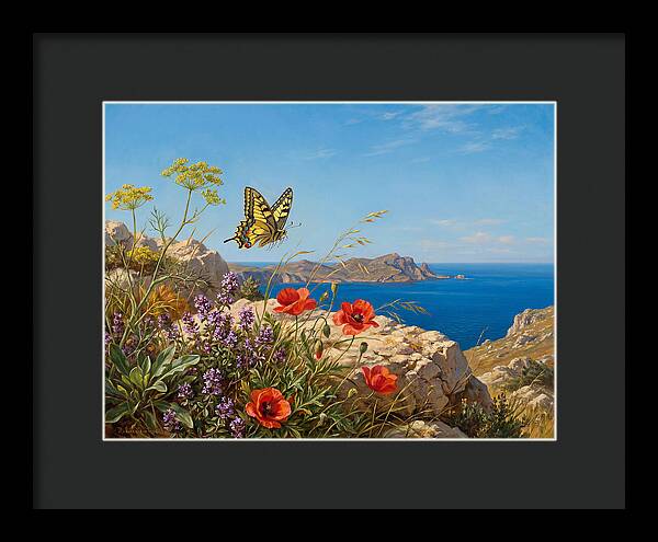 Swallowtail Butterfly Over Coastal Landscape