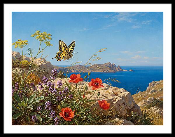 Swallowtail Butterfly Over Coastal Landscape