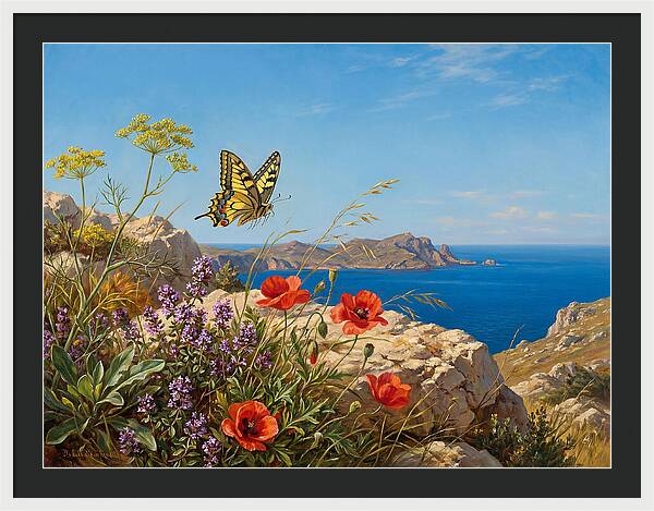 Swallowtail Butterfly Over Coastal Landscape