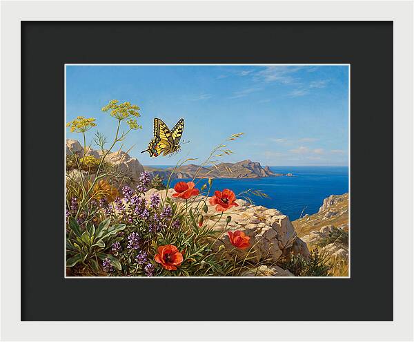 Swallowtail Butterfly Over Coastal Landscape