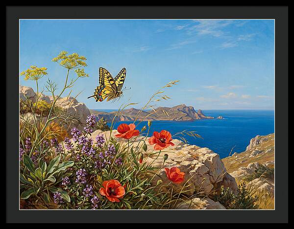 Swallowtail Butterfly Over Coastal Landscape