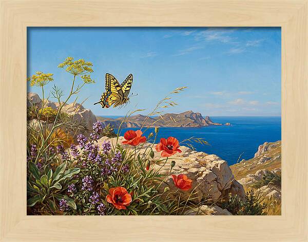 Swallowtail Butterfly Over Coastal Landscape