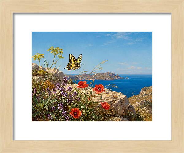 Swallowtail Butterfly Over Coastal Landscape