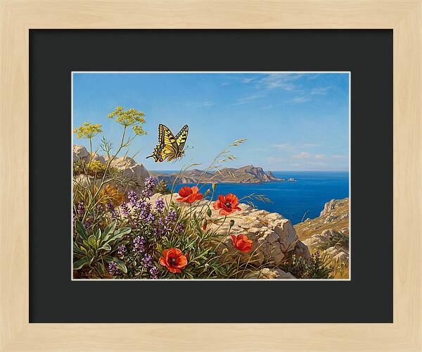 Swallowtail Butterfly Over Coastal Landscape
