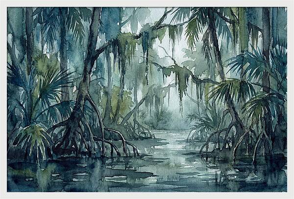 Swamp Serenity In Watercolor