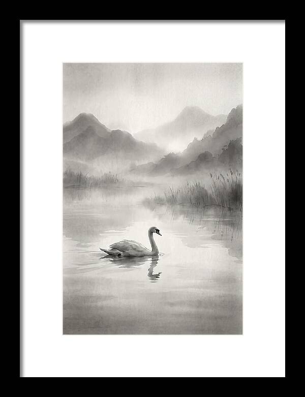 Swan Gliding Across Still Water