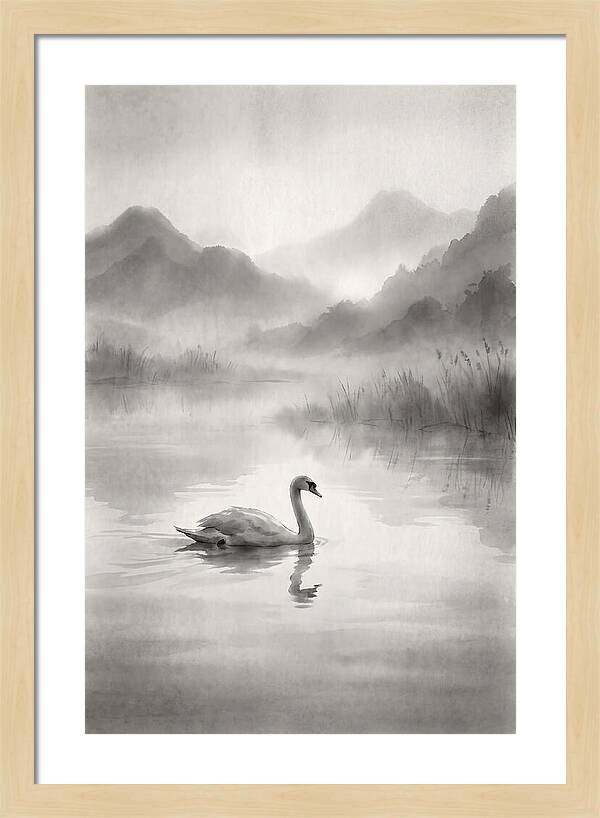 Swan Gliding Across Still Water