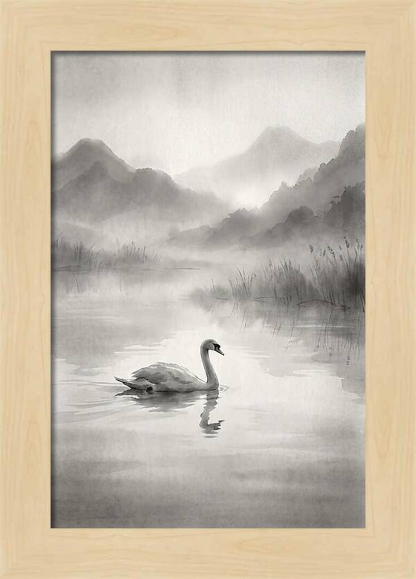 Swan Gliding Across Still Water