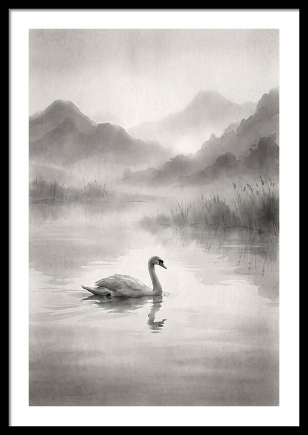 Swan Gliding Across Still Water