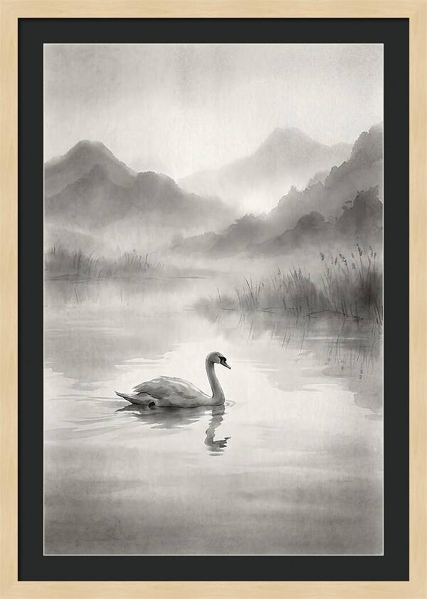 Swan Gliding Across Still Water