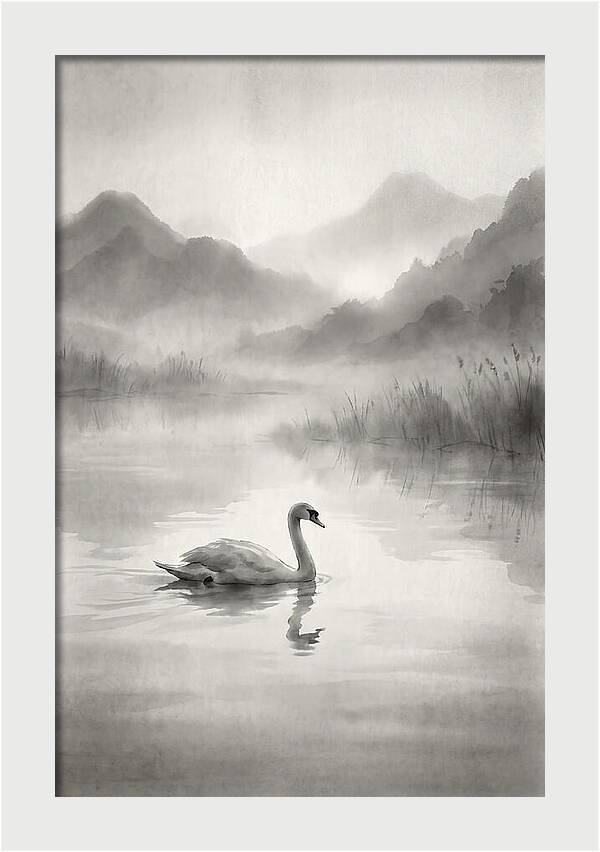 Swan Gliding Across Still Water