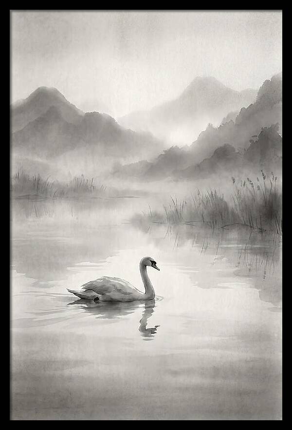 Swan Gliding Across Still Water
