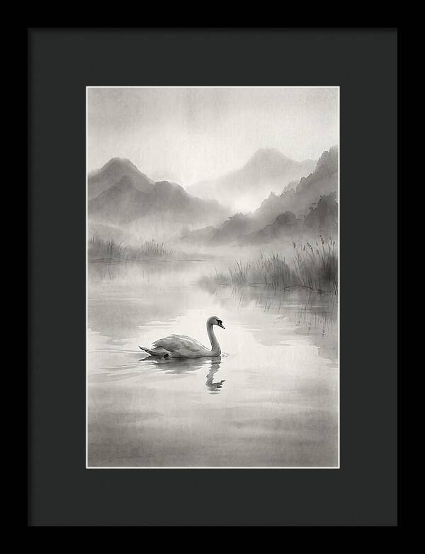 Swan Gliding Across Still Water