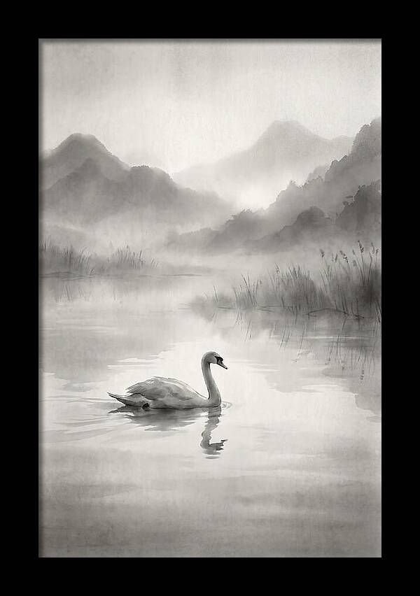 Swan Gliding Across Still Water
