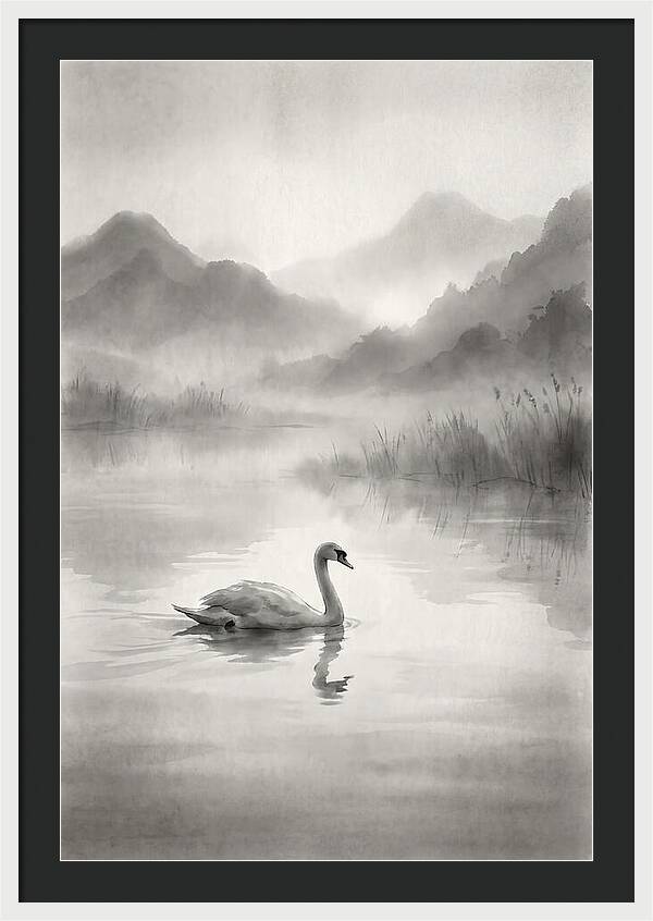 Swan Gliding Across Still Water