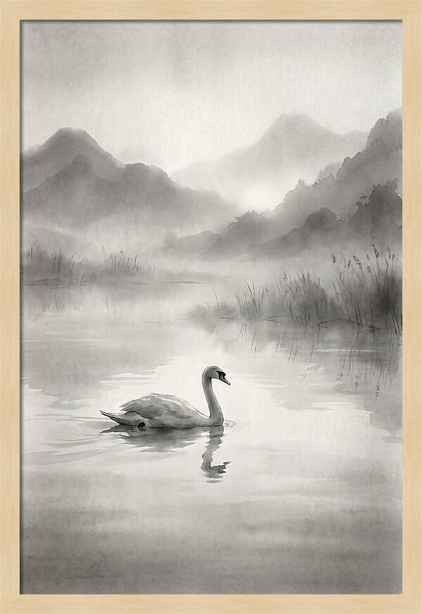 Swan Gliding Across Still Water