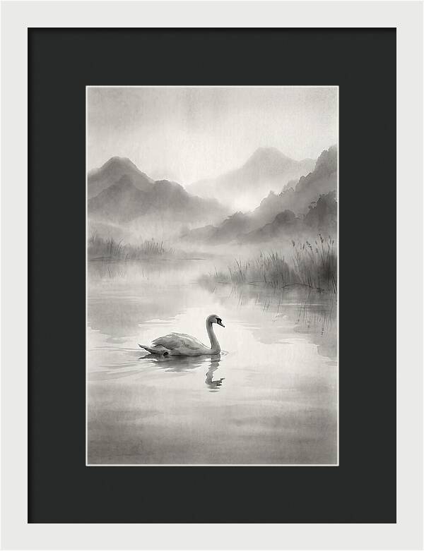 Swan Gliding Across Still Water