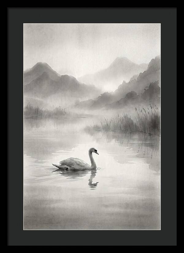Swan Gliding Across Still Water