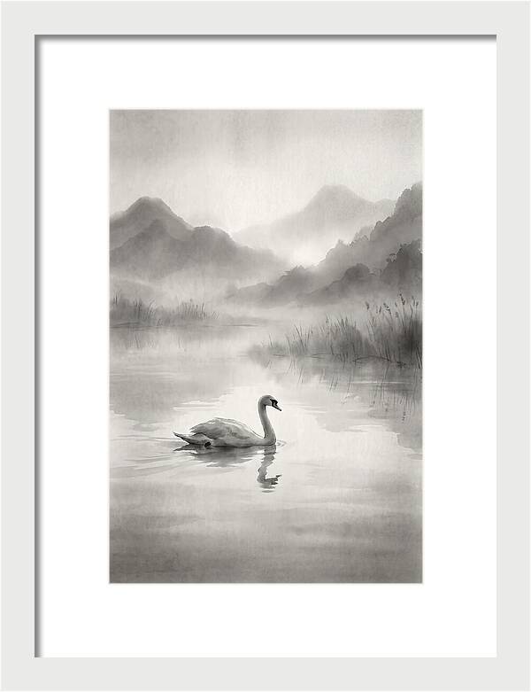 Swan Gliding Across Still Water