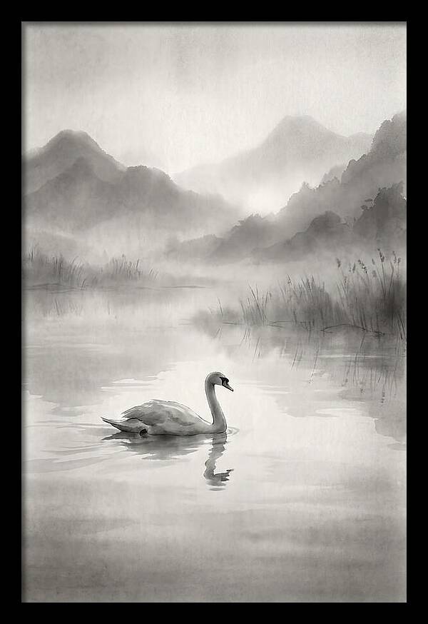 Swan Gliding Across Still Water