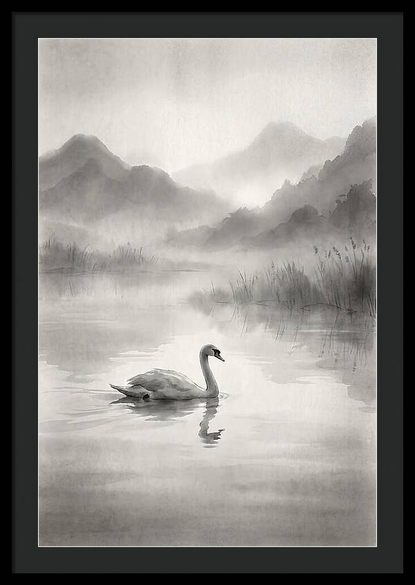 Swan Gliding Across Still Water