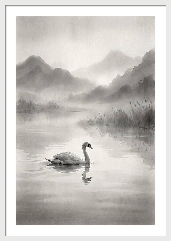 Swan Gliding Across Still Water