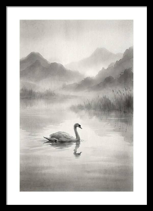Swan Gliding Across Still Water