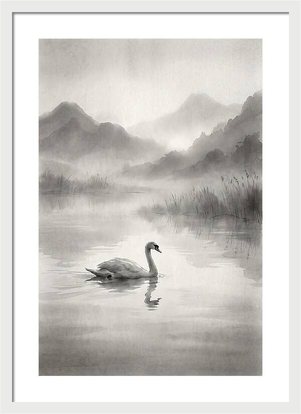 Swan Gliding Across Still Water
