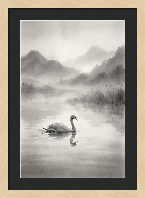 Swan Gliding Across Still Water