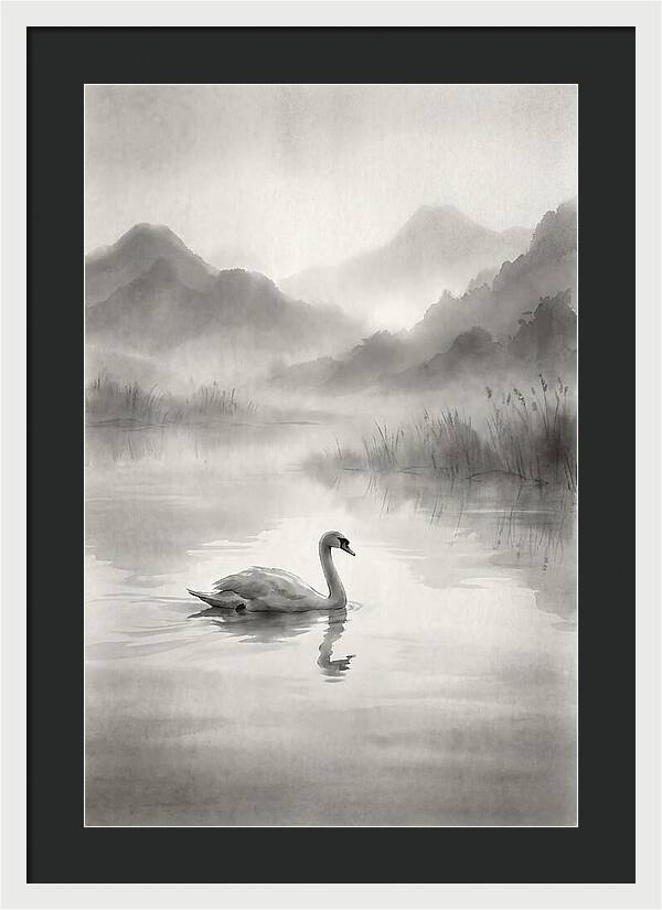 Swan Gliding Across Still Water
