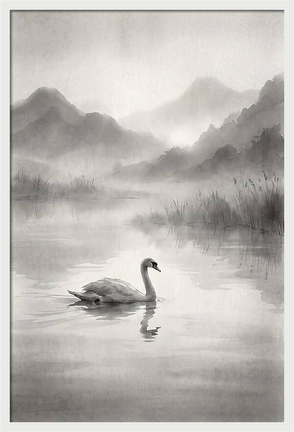 Swan Gliding Across Still Water