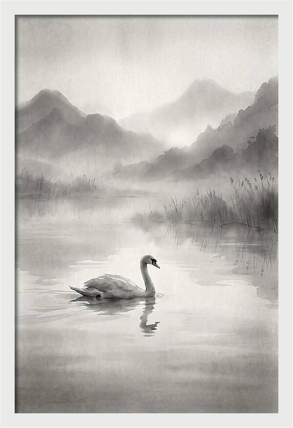Swan Gliding Across Still Water