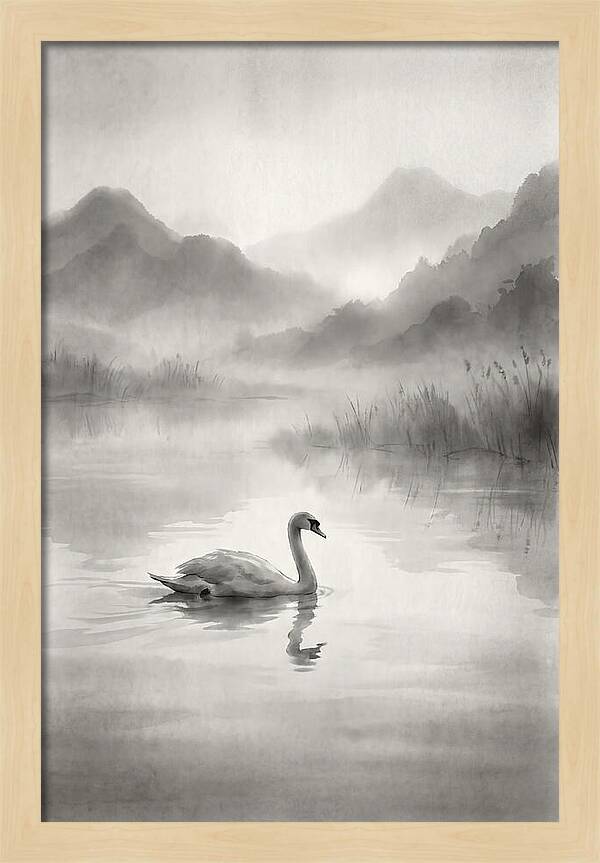 Swan Gliding Across Still Water