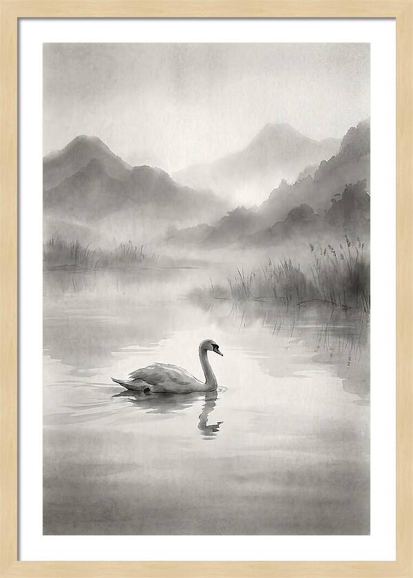 Swan Gliding Across Still Water