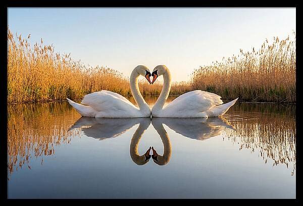Swans Embracing In Serenity