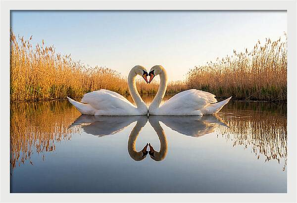 Swans Embracing In Serenity