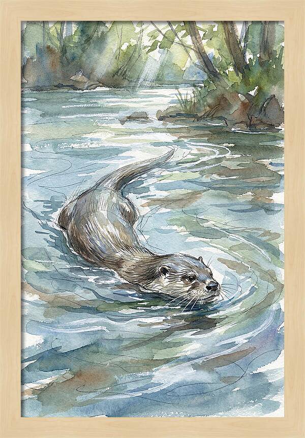 Swimming Otter In Tranquil Waters