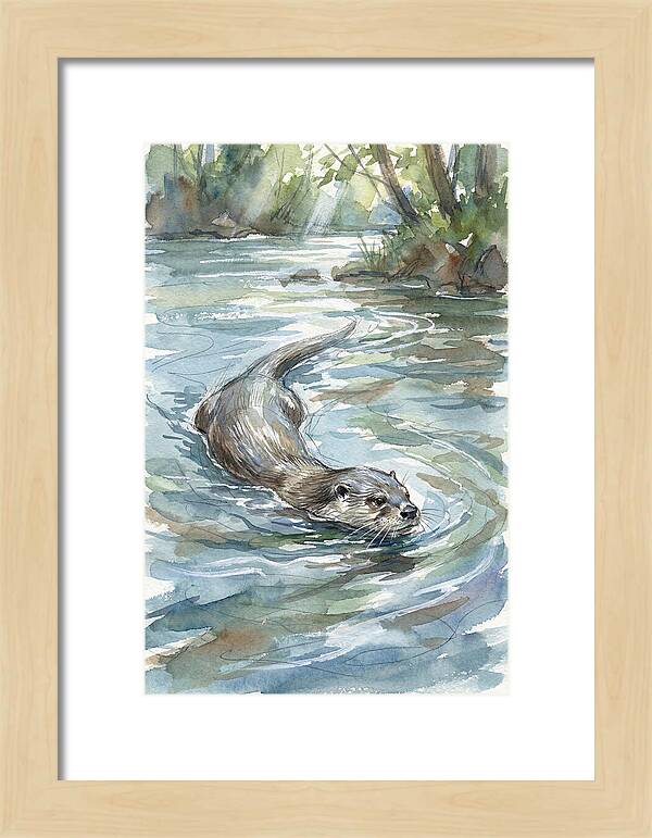 Swimming Otter In Tranquil Waters