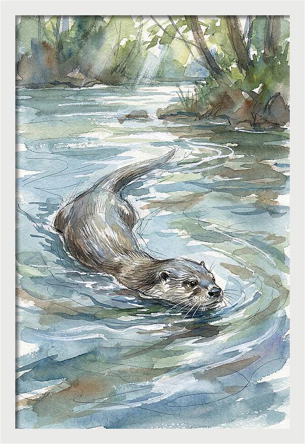Swimming Otter In Tranquil Waters