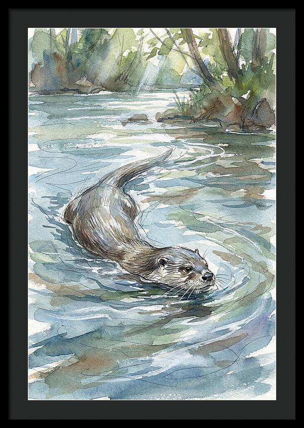 Swimming Otter In Tranquil Waters