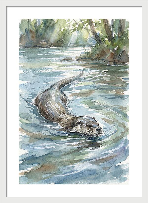 Swimming Otter In Tranquil Waters