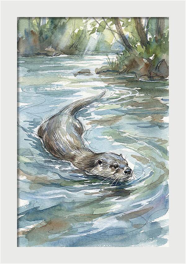 Swimming Otter In Tranquil Waters