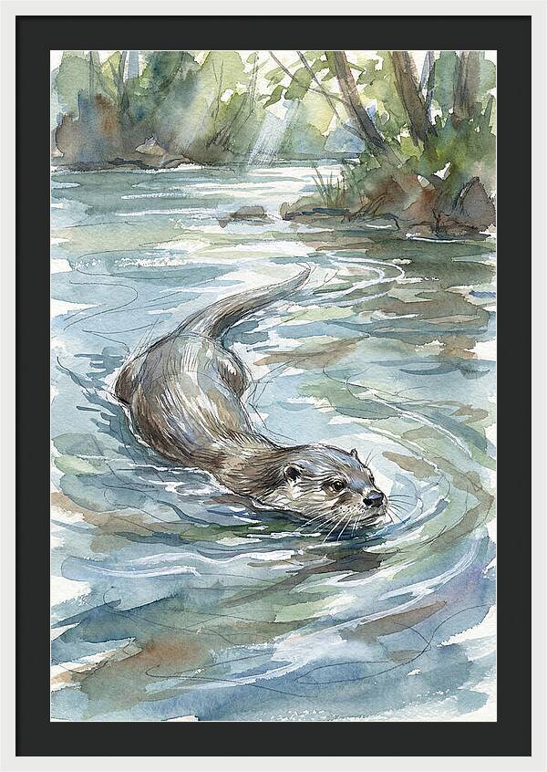 Swimming Otter In Tranquil Waters