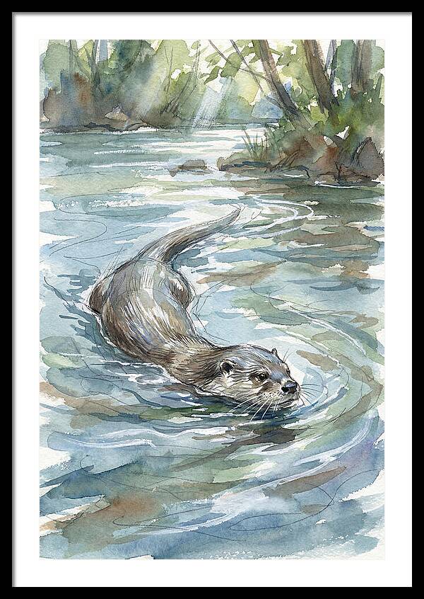 Swimming Otter In Tranquil Waters