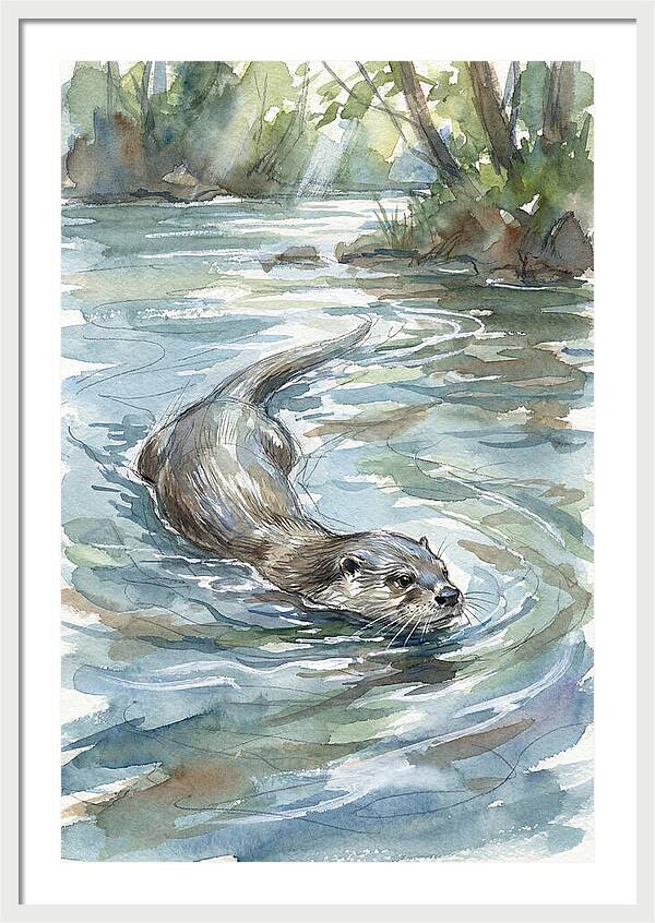 Swimming Otter In Tranquil Waters