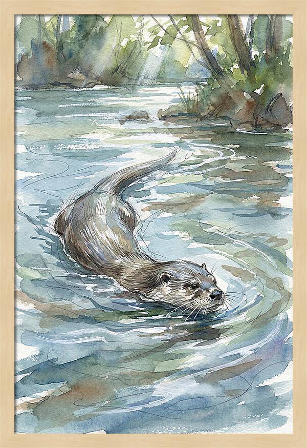 Swimming Otter In Tranquil Waters