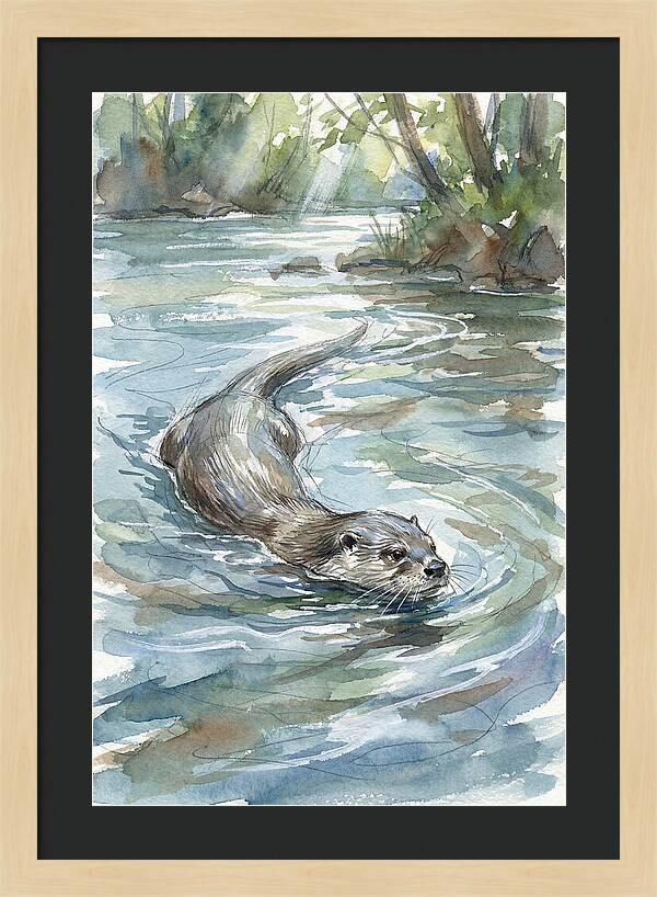 Swimming Otter In Tranquil Waters