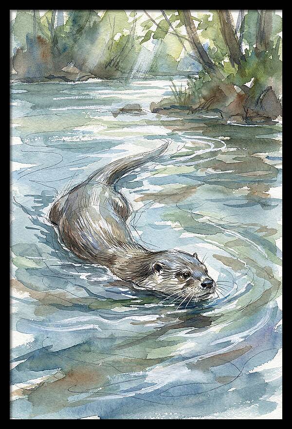 Swimming Otter In Tranquil Waters